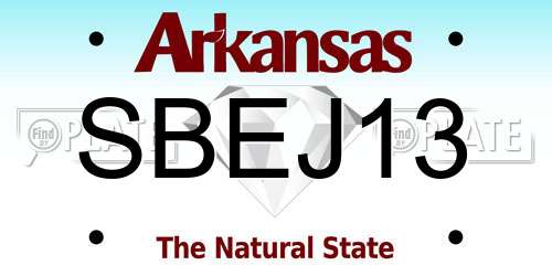 SBEJ13 Arkansas License Plate