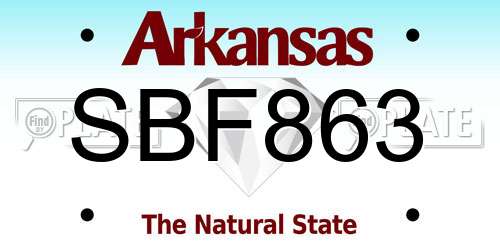 SBF863 Arkansas License Plate