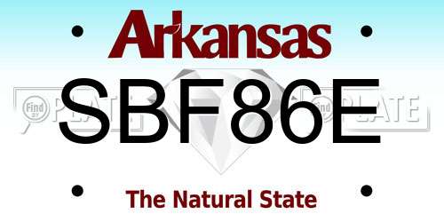 SBF86E Arkansas License Plate