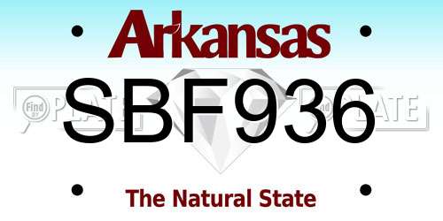 SBF936 Arkansas License Plate