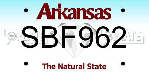 SBF962 Arkansas License Plate