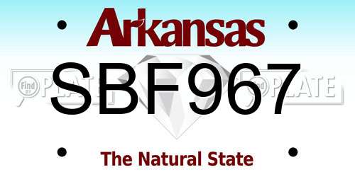 SBF967 Arkansas License Plate