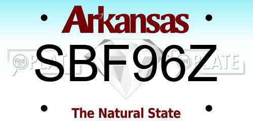SBF96Z Arkansas License Plate