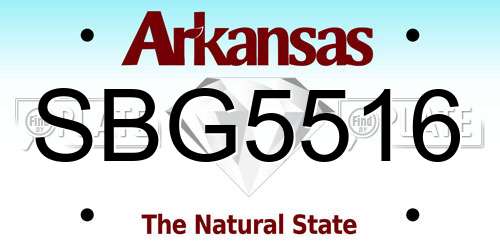 SBG5516 Arkansas License Plate