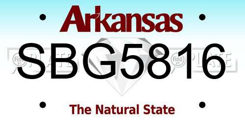 SBG5816 Arkansas License Plate