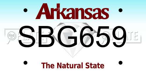 SBG659 Arkansas License Plate