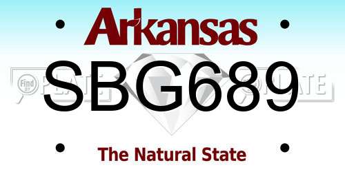 SBG689 Arkansas License Plate