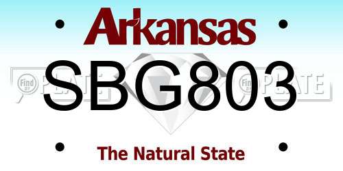 SBG803 Arkansas License Plate