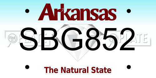SBG852 Arkansas License Plate