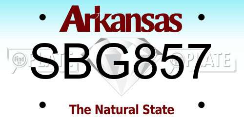 SBG857 Arkansas License Plate