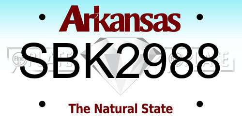 SBK2988 Arkansas License Plate