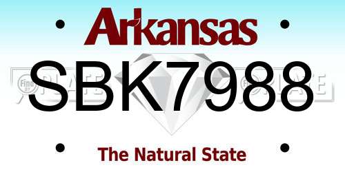 SBK7988 Arkansas License Plate