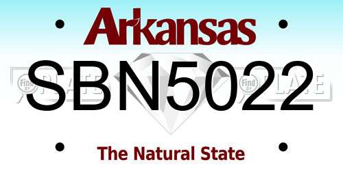 SBN5022 Arkansas License Plate