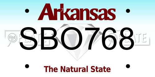 SBO768 Arkansas License Plate
