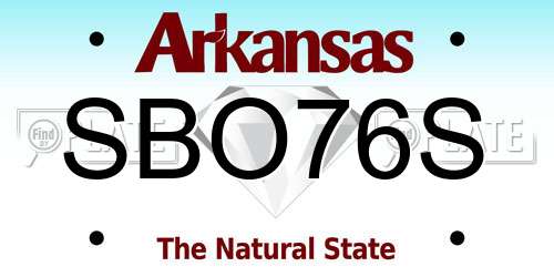 SBO76S Arkansas License Plate
