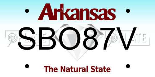 SBO87V Arkansas License Plate