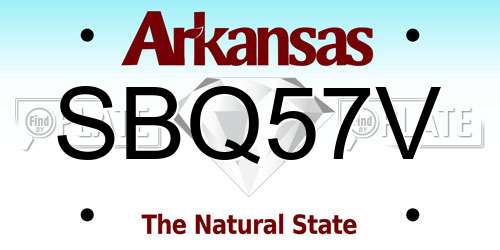 SBQ57V Arkansas License Plate