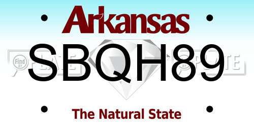 SBQH89 Arkansas License Plate