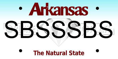 SBSSSBS Arkansas License Plate