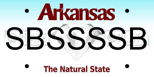 SBSSSSB Arkansas License Plate