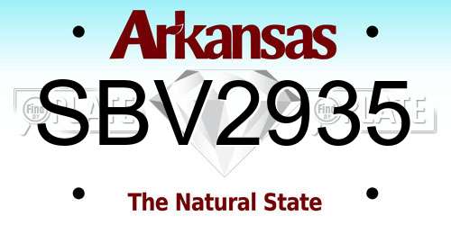 SBV2935 Arkansas License Plate