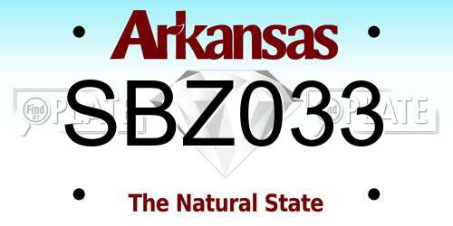 SBZ033 Arkansas License Plate