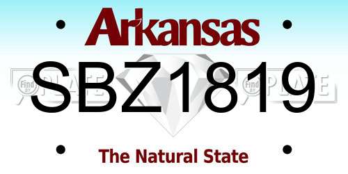 SBZ1819 Arkansas License Plate