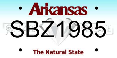 SBZ1985 Arkansas License Plate