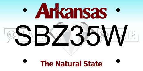 SBZ35W Arkansas License Plate