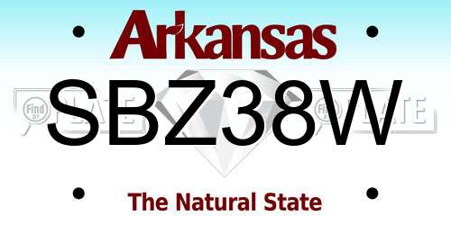 SBZ38W Arkansas License Plate