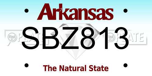 SBZ813 Arkansas License Plate