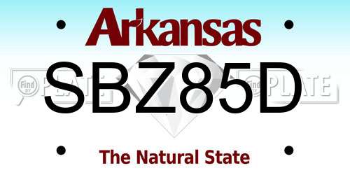 SBZ85D Arkansas License Plate