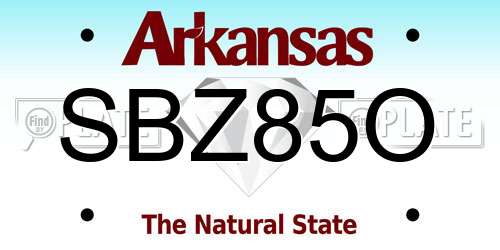 SBZ85O Arkansas License Plate