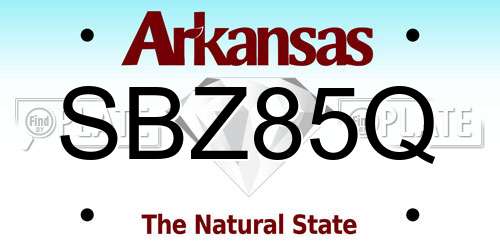 SBZ85Q Arkansas License Plate