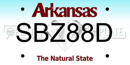 SBZ88D Arkansas License Plate