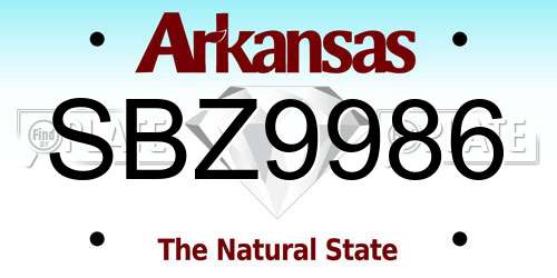 SBZ9986 Arkansas License Plate