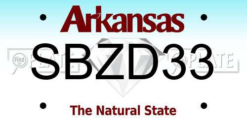 SBZD33 Arkansas License Plate