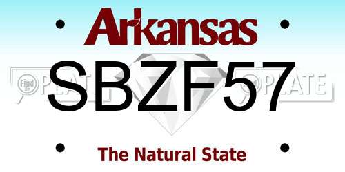 SBZF57 Arkansas License Plate