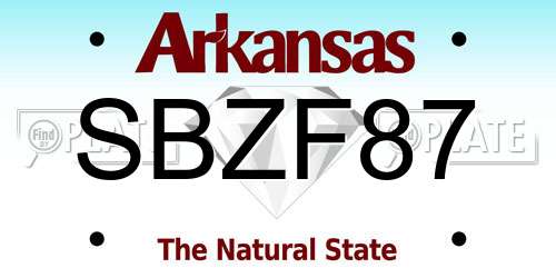 SBZF87 Arkansas License Plate