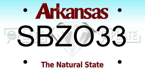 SBZO33 Arkansas License Plate