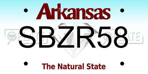 SBZR58 Arkansas License Plate