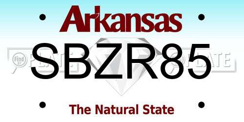 SBZR85 Arkansas License Plate