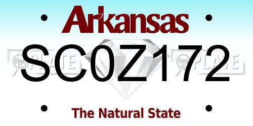SC0Z172 Arkansas License Plate