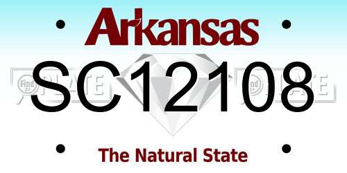 SC12108 Arkansas License Plate