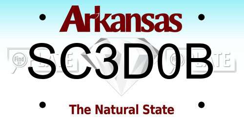 SC3D0B Arkansas License Plate