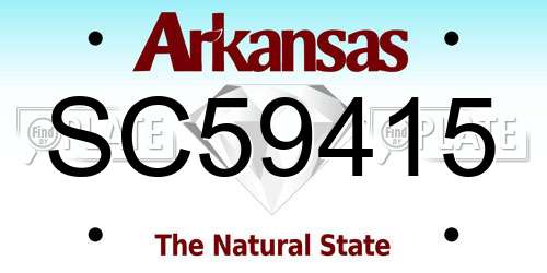 SC59415 Arkansas License Plate
