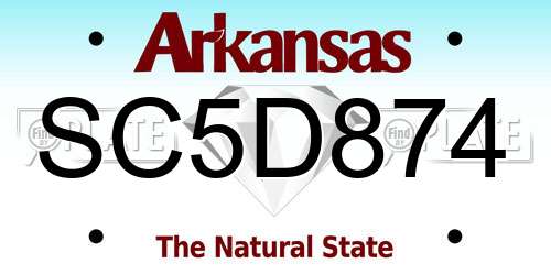 SC5D874 Arkansas License Plate