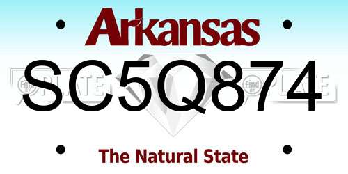 SC5Q874 Arkansas License Plate