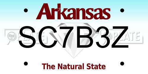 SC7B3Z Arkansas License Plate