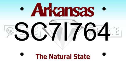 SC7I764 Arkansas License Plate